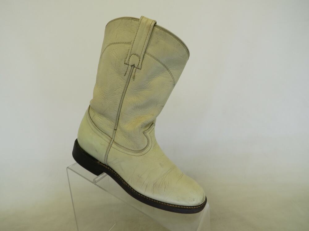 Cowtown Youth Size 5 M Beige Leather Roper Cowboy Western Boots
